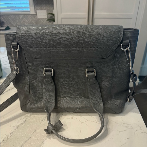 Phillip Lim Medium Pashli Shark Embossed Grey Leather Satchel - Picture 2 of 3